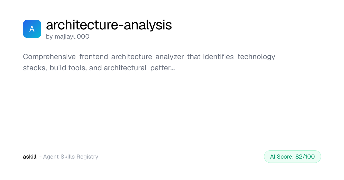 architecture-analysis - AI Agent Skill | askill